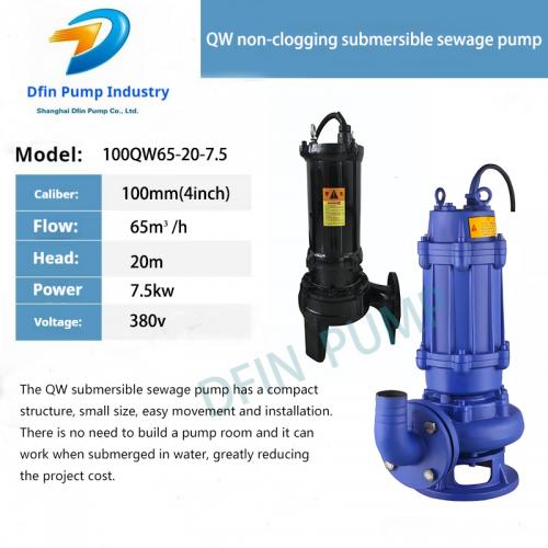 100qw65-20-7.5 Non-Clogging Submersible Sewage Pump